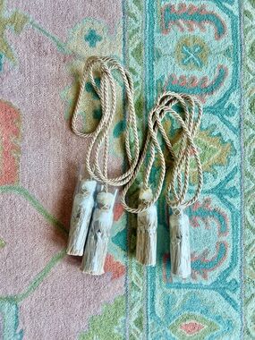 Beige Rope Curtain Tiebacks with Tassels